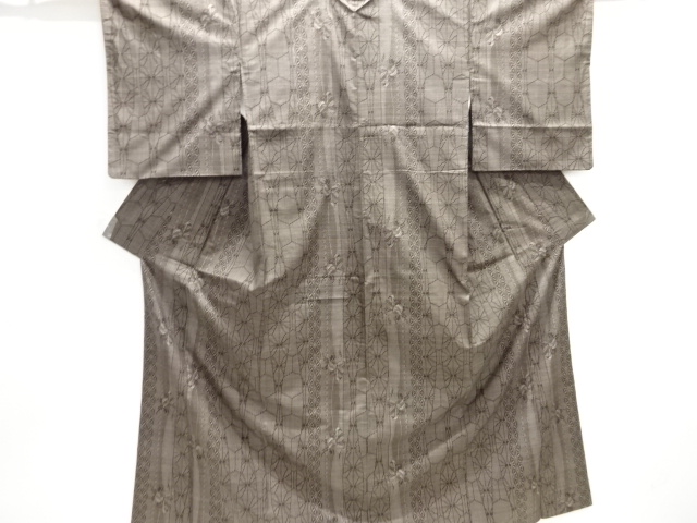 JAPANESE KIMONO / DORO OSHIMA TSUMUGI (5 maruki) / WOVEN TRADITIONAL PATTERN